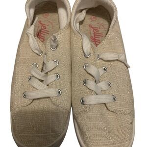 Jellypop Glittery Beige Lace-Up Sneakers